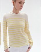 Pull 100% Laine Leana rayé bouton d'or