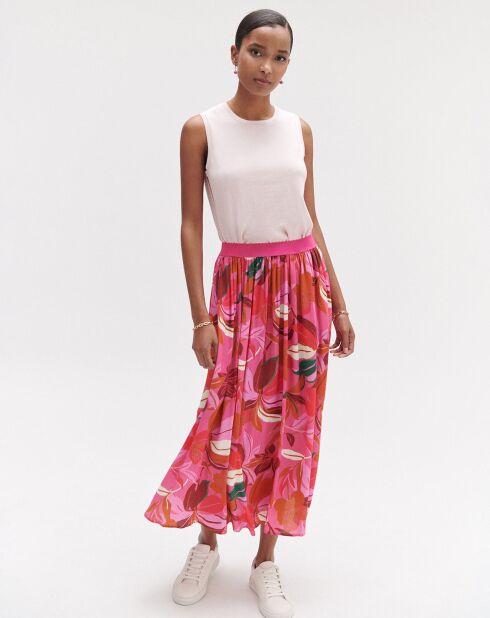 Falda floral fucsia Cora Pop
