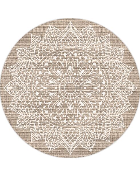 Tapis en vinyle d'intérieur/extérieur Mandala Shaila multicolore - D.100x2.8 cm