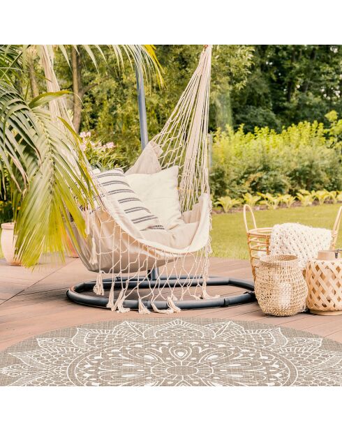 Tapis en vinyle d'intérieur/extérieur Mandala Shaila multicolore - D.100x2.8 cm