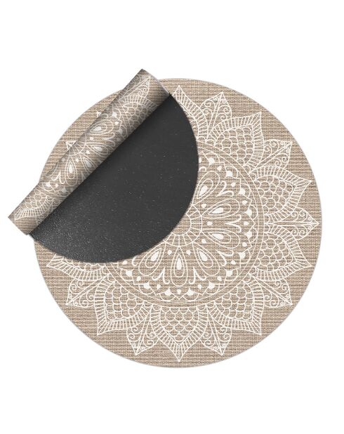 Tapis en vinyle d'intérieur/extérieur Mandala Shaila multicolore - D.100x2.8 cm
