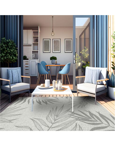 Tapis en vinyle d'intérieur/extérieur Nathifa gris multicolore - 140x200x2.8 cm