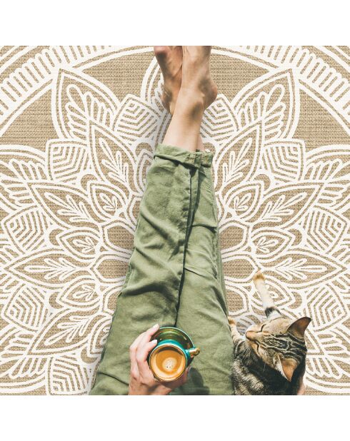 Tapis en vinyle d'intérieur/extérieur Mandala Amit multicolore - D.200x2.8 cm