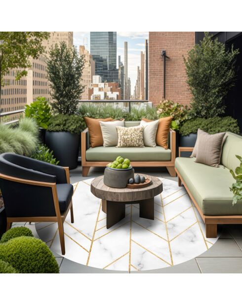 Tapis en vinyle d'intérieur/extérieur Mármol y geométrico gris multicolore - D.150x2.8 cm