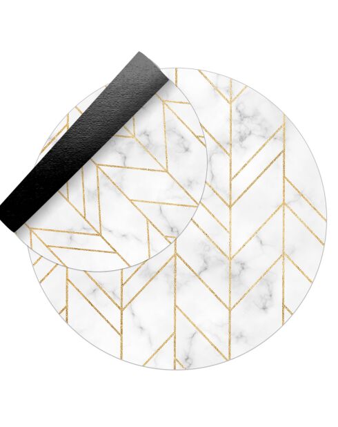 Tapis en vinyle d'intérieur/extérieur Mármol y geométrico gris multicolore - D.150x2.8 cm