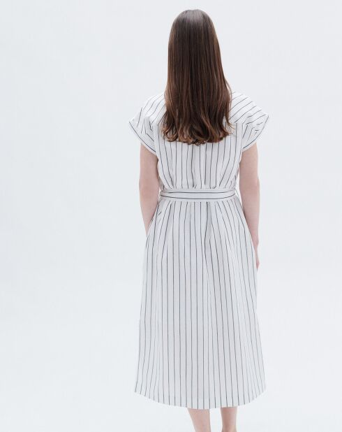 Robe en  Lin mélangé Rbetina rayée ivoire