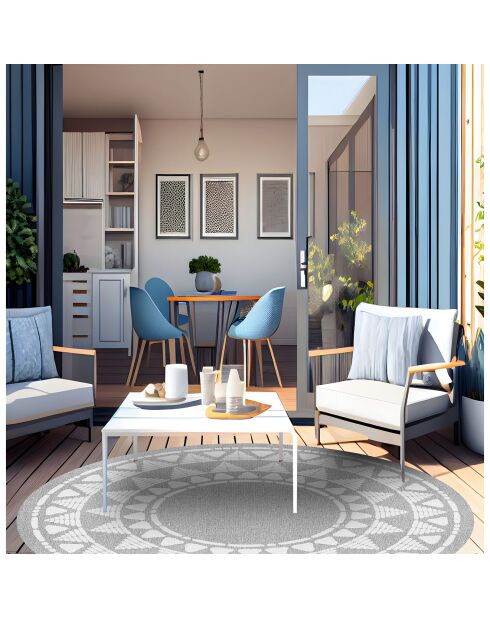 Tapis en vinyle d'intérieur/extérieur Khamba grey multicolore - D.200x2.8 cm