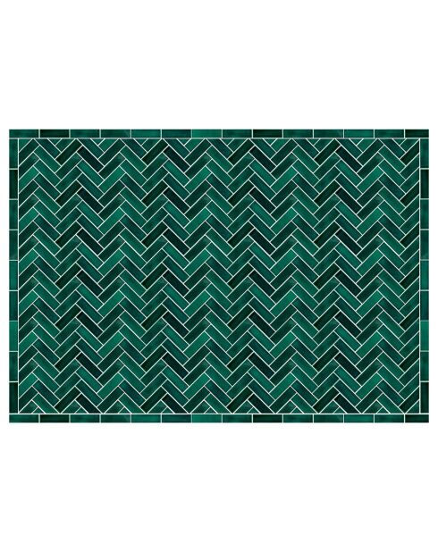 Tapis en vinyle d'intérieur/extérieur Zellige verde multicolore - 140x200x2.8 cm