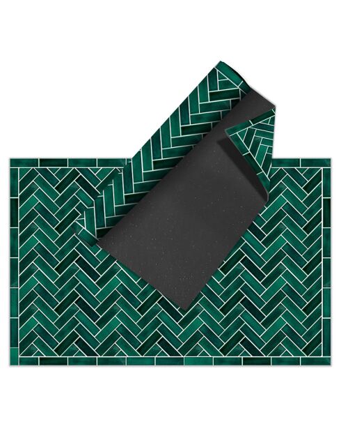 Tapis en vinyle d'intérieur/extérieur Zellige verde multicolore - 140x200x2.8 cm