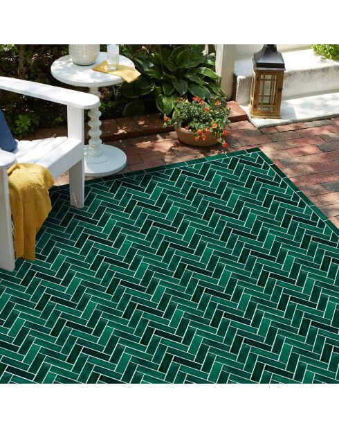 Tapis en vinyle d'intérieur/extérieur Zellige verde multicolore - 140x200x2.8 cm
