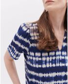 Blouse Charline imprimée bleu marine