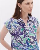 Chemise Camyl imprimée tropical turquoise