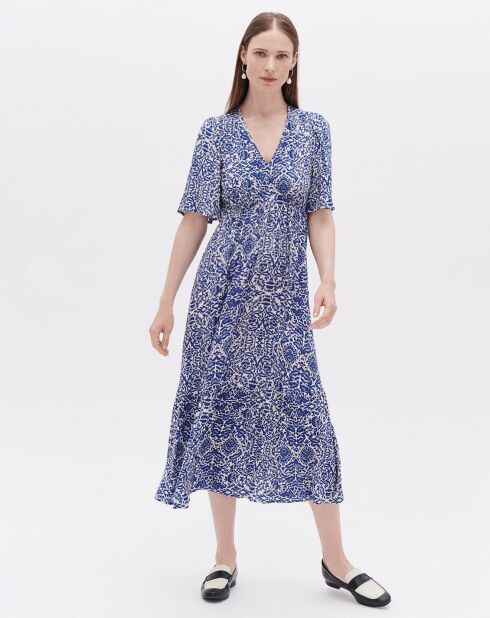 Robe Tania3 à fleurs bleu moyen