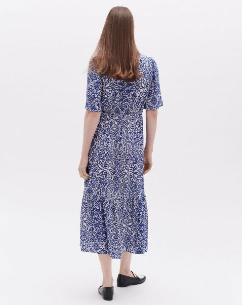 Robe Tania3 à fleurs bleu moyen