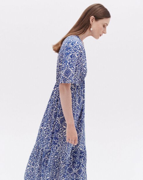 Robe Tania3 à fleurs bleu moyen