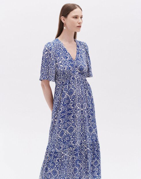 Robe Tania3 à fleurs bleu moyen