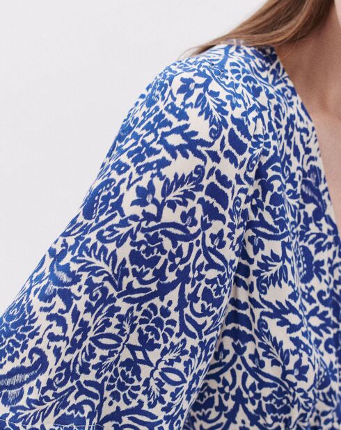 Robe Tania3 à fleurs bleu moyen