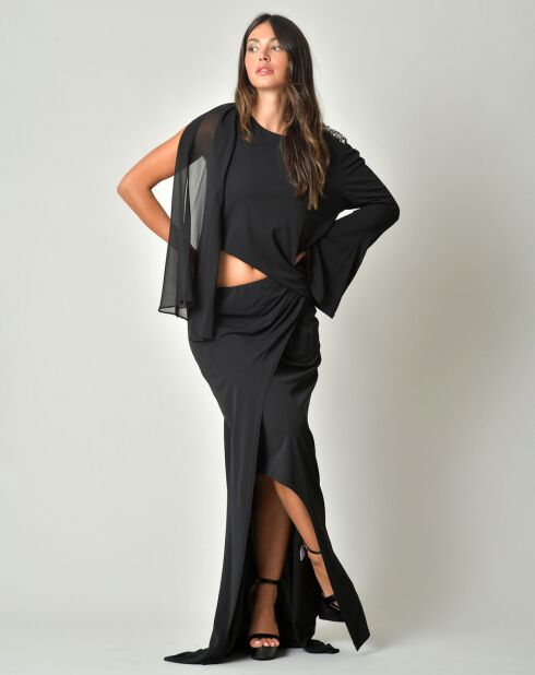 Robe en crêpe Vanessa noire