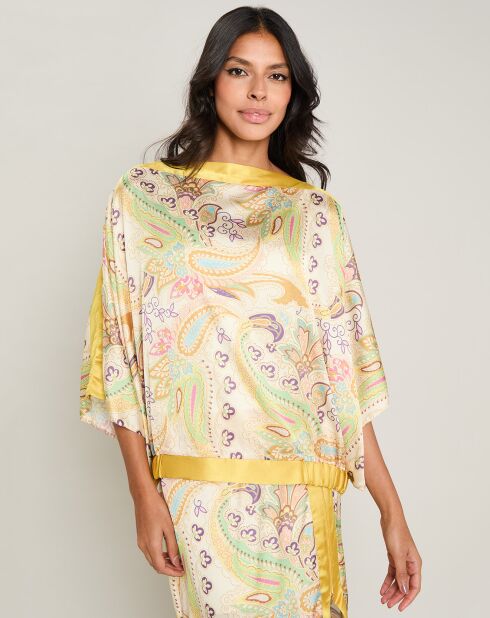 Top satiné Venus imprimé jaune
