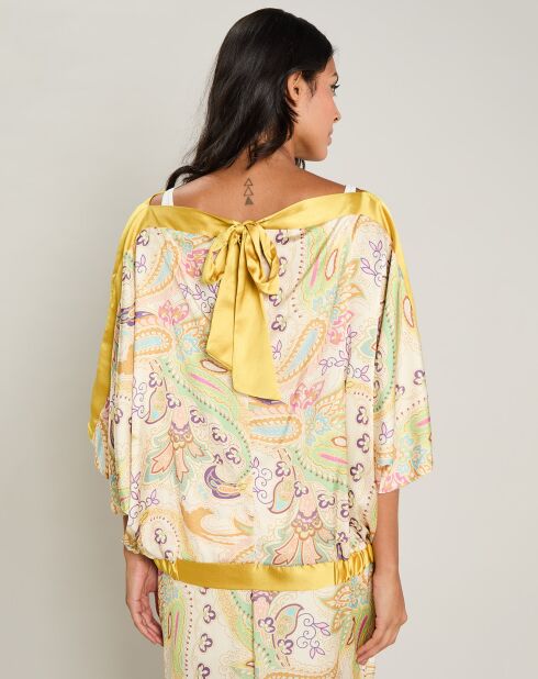 Top satiné Venus imprimé jaune
