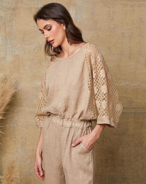 Blouse 100% Lin Aksoum camel