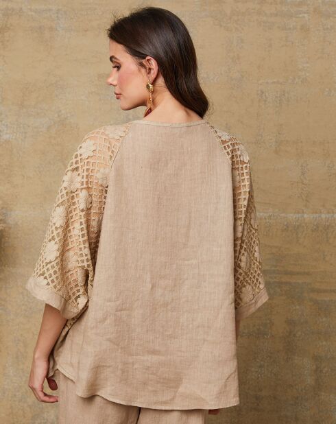 Blouse 100% Lin Aksoum camel