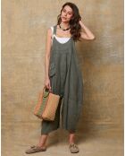 Salopette 100% Lin Bridge vert kaki