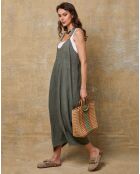 Salopette 100% Lin Bridge vert kaki