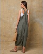 Salopette 100% Lin Bridge vert kaki