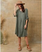 Robe 100% Lin Cadence vert kaki