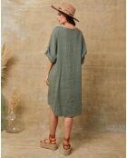 Robe 100% Lin Cadence vert kaki