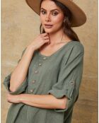 Robe 100% Lin Cadence vert kaki