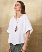 Top 100% Lin Calane blanc