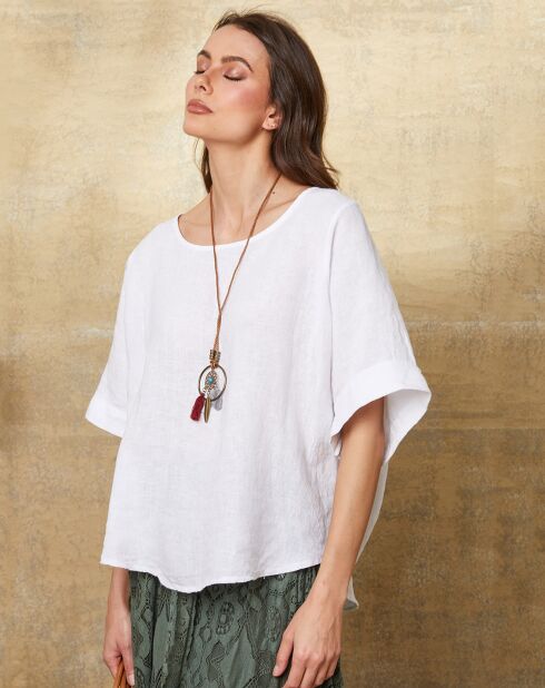 Witte top van 100% linnen Calane