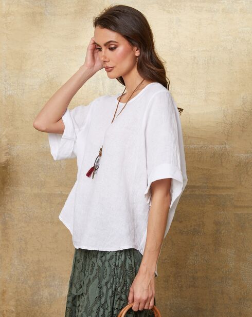 Witte top van 100% linnen Calane