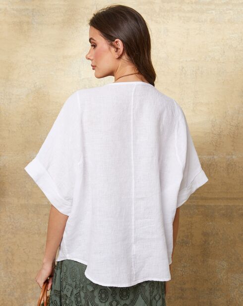 Witte top van 100% linnen Calane