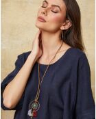 Top 100% Lin Calane bleu marine