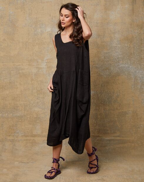 Robe 100% Lin Candreva noire