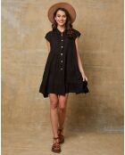 Deka zwarte jurk van 100% linnen