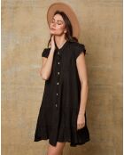 Deka zwarte jurk van 100% linnen