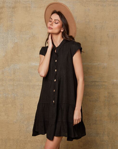 Deka zwarte jurk van 100% linnen