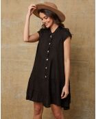 Deka zwarte jurk van 100% linnen