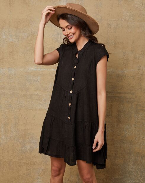 Deka zwarte jurk van 100% linnen