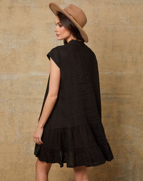 Deka zwarte jurk van 100% linnen