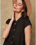 Deka zwarte jurk van 100% linnen