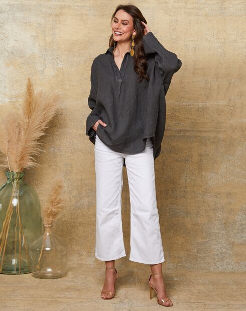 Blusa Dola in ardesia 100% lino