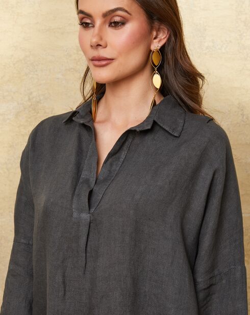 Blusa Dola in ardesia 100% lino