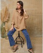 Blusa Dola camel 100% lino