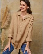 Blusa Dola camel 100% lino