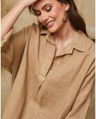 Blusa Dola camel 100% lino